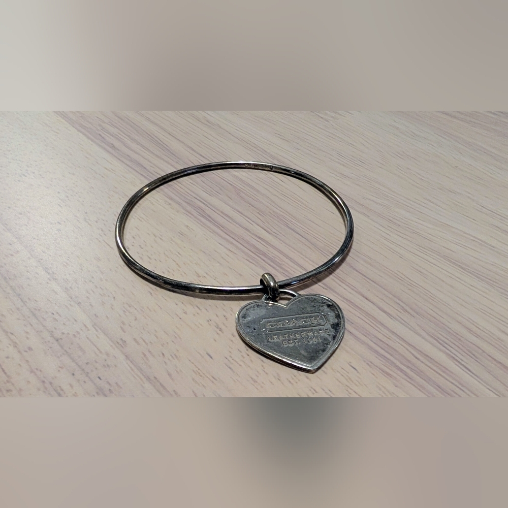 Coach Heart Charm Bangle Bracelet